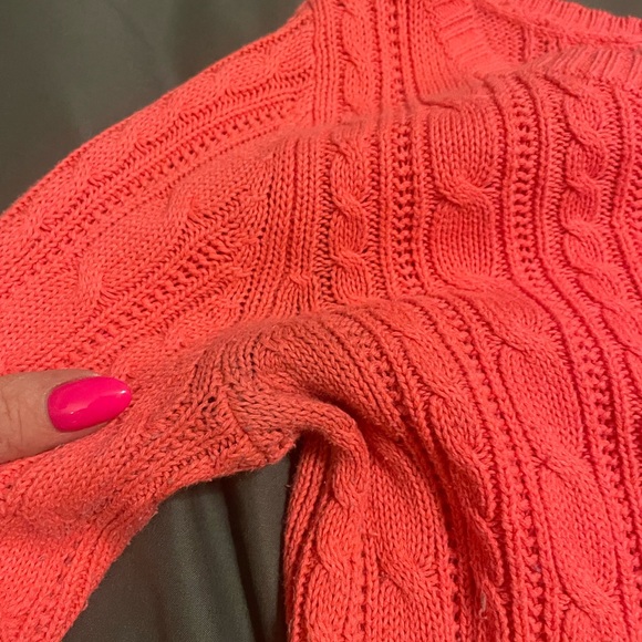 American Eagle Outfitters Bright Coral Cable Knit Sweater - Picture 3 of 4